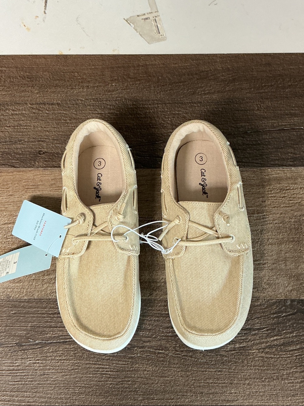 Cat & Jack Tan Canvas Slip-On Boat Sneakers for Kids